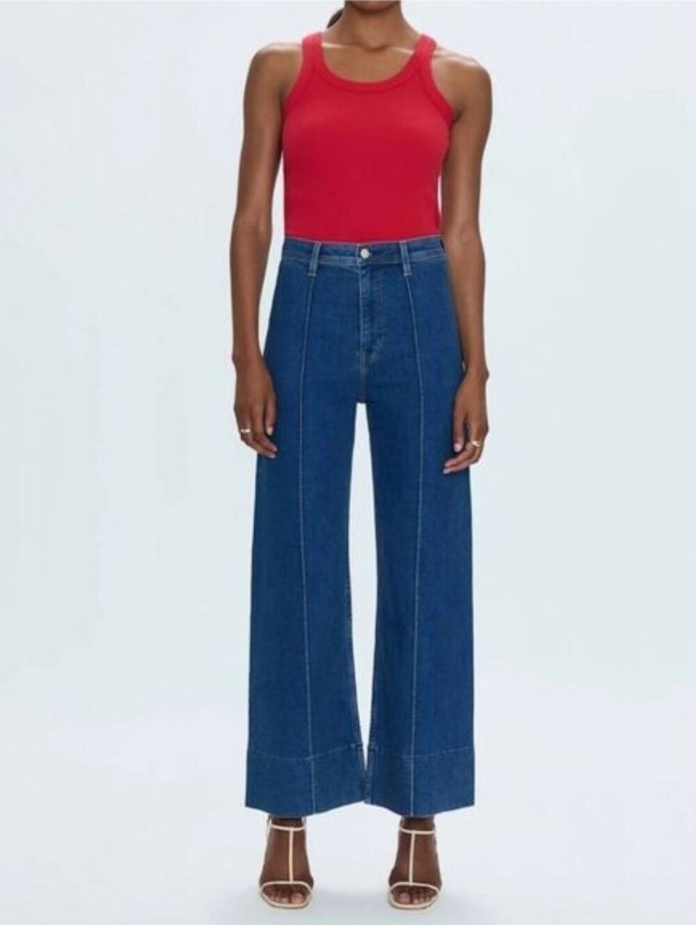 Pistola Penny Pintuck Ankle Jeans High Rise Wide Leg Women's 25 70's Retro